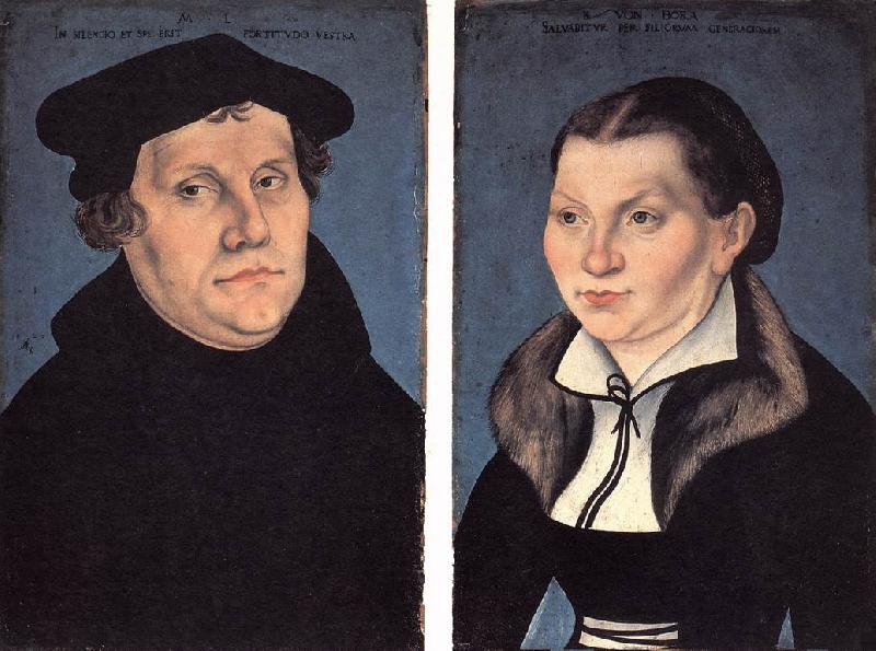 CRANACH, Lucas the Elder Diptych with the Portraits of Luther and his Wife df Germany oil painting art